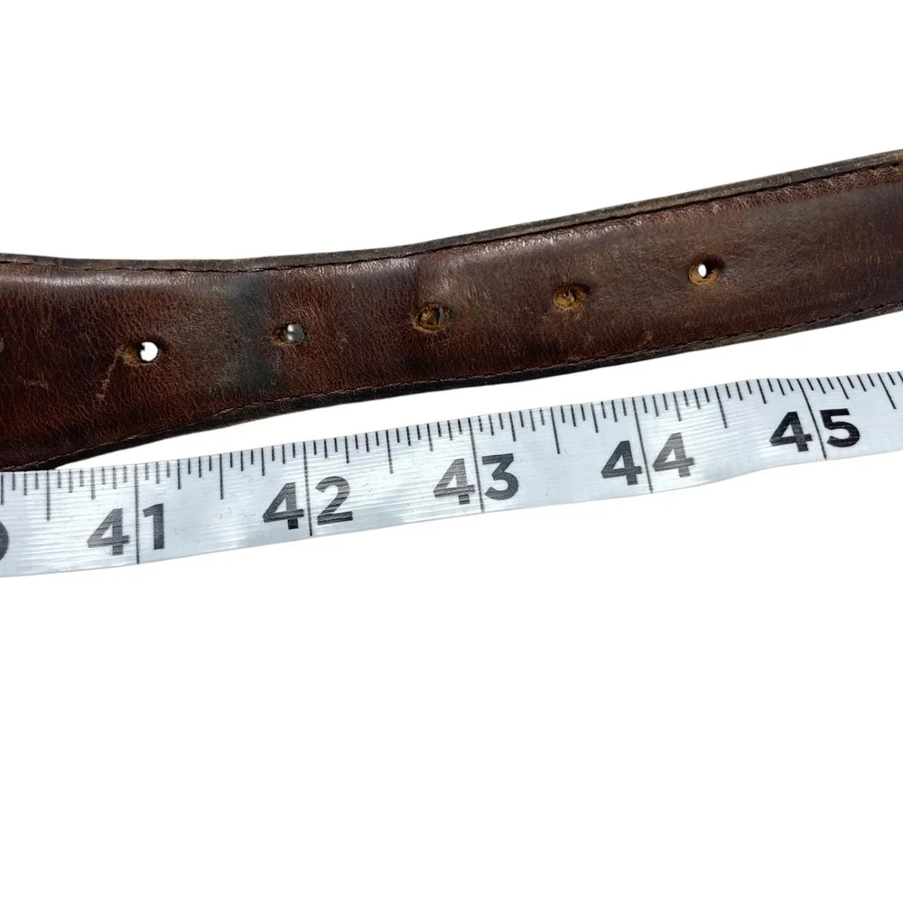 Vintage YRI Men's Golf Belt 42/105 Caves MD 2002 US Senior Open Design‎ Tan Navy